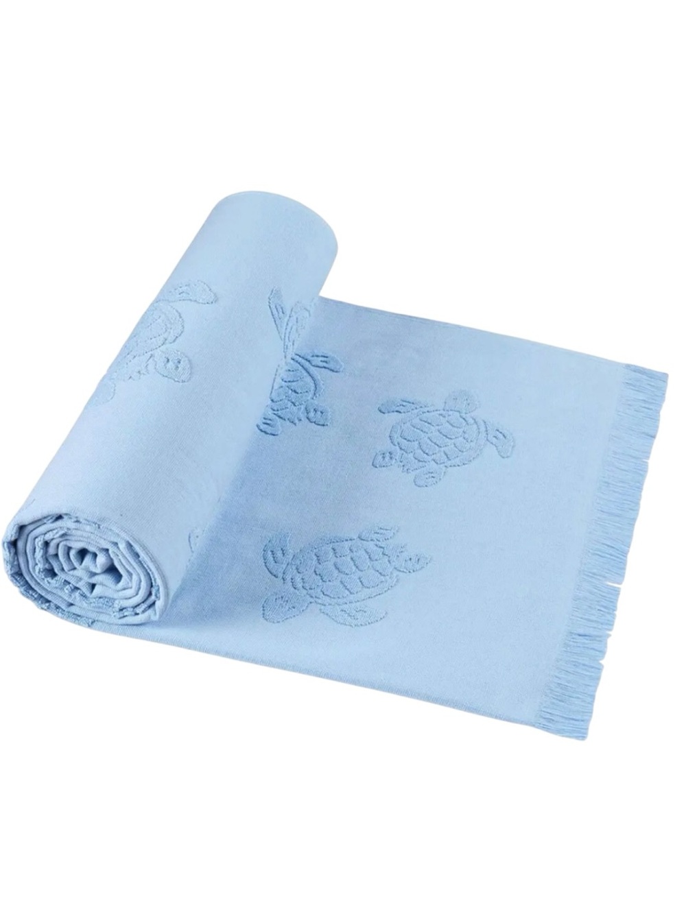 NEW VILEBREQUIN Light Blue Jacquard Turtle Cotton Towel